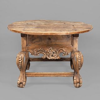 Spanish Colonial, Peru, Carved Wood Center Table, 18th Century
