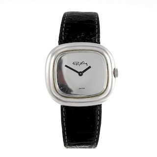ROY KING - a gentleman's wrist watch. Silver case, hallmarked London 1975. Manual wind movement. Sil