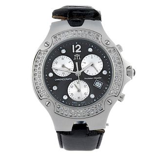 TECHNO MANIA - a gentleman's chronograph wrist watch. Factory diamond set stainless steel case. Numb