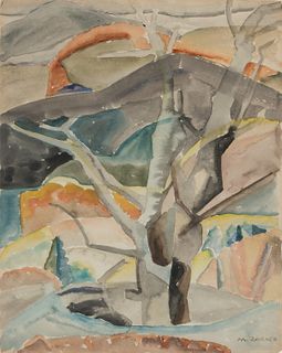 Marguerite Zorach, Untitled (Tree in Landscape)