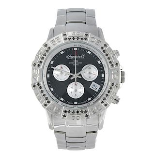 INGERSOLL - a gentleman's Diamond chronograph bracelet watch. Stainless steel case with factory diam