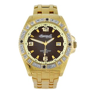 INGERSOLL - a gentleman's Gems Pilot bracelet watch. Gold plated case with factory gem set bezel. Nu