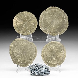 Crystalline Stibnite Mineral & Pyrite Sun Discs (5)