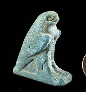 Rare Egyptian Paste Glass Falcon Amulet