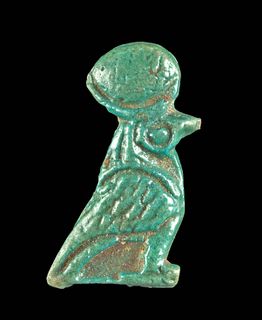 Fine Egyptian Faience Khonsu as Falcon Amulet