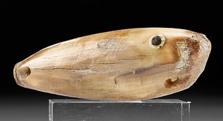 19th C. Inuit Bone Fish Lure w/ Inlaid Bone Eyes