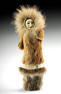 1950s Inuit Caribou Bone Doll w/ Fox & Caribou Fur
