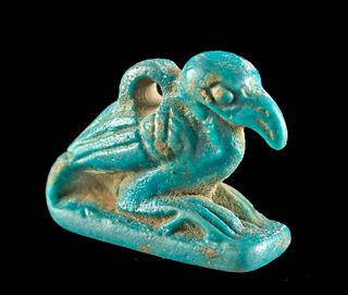 Egyptian Ptolemaic Glazed Faience Ibis Pendant