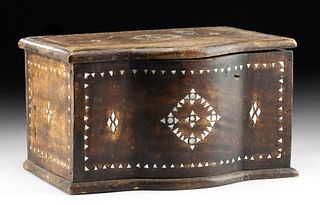 20th C. Turkish Wood Box w/ Mother of Pearl Inlay