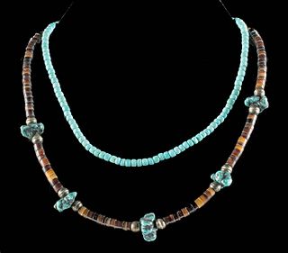 20th C. Native American Turquoise & Shell Necklaces (2)