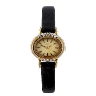 ROTARY - a lady's wrist watch. Import hallmarked 1977. Signed manual wind movement. Champagne dial w