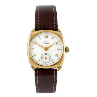AVIA - a gentleman's wrist watch. 9ct yellow gold case, hallmarked Birmingham 1952. Unsigned manual