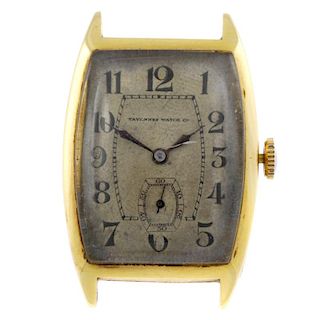 TAVANNES - a gentleman's watch head. Yellow metal case, stamped 18C 0,750 with poincon. Numbered 016