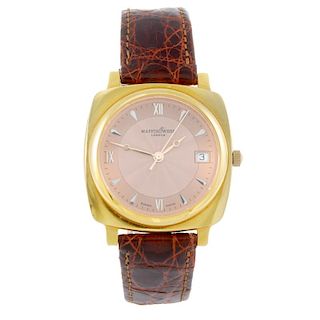 MAPPIN & WEBB - a gentleman's wrist watch. Gold plated case with stainless steel case back. Unsigned