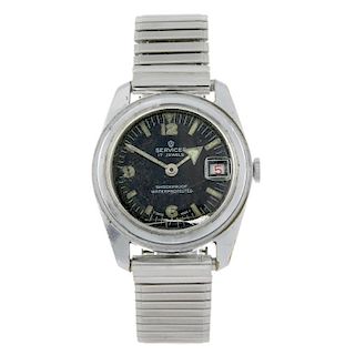 SERVICE - a gentleman's bracelet watch. Base metal case with stainless steel case back. Unsigned man