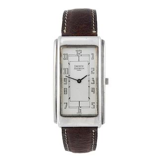 EMERICH MEERSON - a gentleman's wrist watch. White metal case. Signed quartz movement. Silvered dial