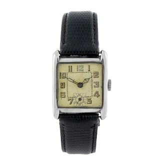 A gentleman's wrist watch. Silver case, import hallmarked Edinburgh 1928. Unsigned manual wind movem