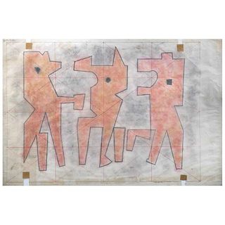 CARLOS MÉRIDA, Tres reyes, boceto, Firmado dos veces y fechado 1965, Lápices de color sobre papel albanene, 60.5 x 90 cm, Constancia | CARLOS MÉRIDA, 