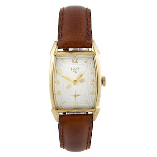 ELGIN - a gentleman's wrist watch. Gold plated case with stainless steel case back. Numbered 9500. S