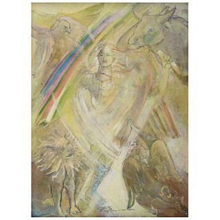 CARMEN PARRA, Visión de Ezequiel, Firmado y fechado (1997-2007), Óleo sobre tela, 150 x 110 cm, Con constancia | CARMEN PARRA, Visión de Ezequiel, Sig