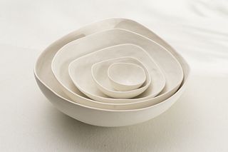 White Nesting Bowls -set of 5 cut lip