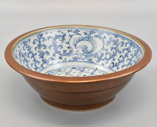 Chinese Blue & White Porcelain Basin,19h C .