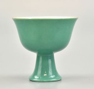 Chinese Turquoise Glazed Stem Cup, 19th C.