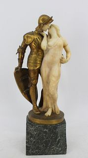 E Kestner (20th Century) Bronze & Marble Sculpture