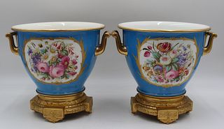 An Antique Pair Of Bronze Mounted French Porcelain