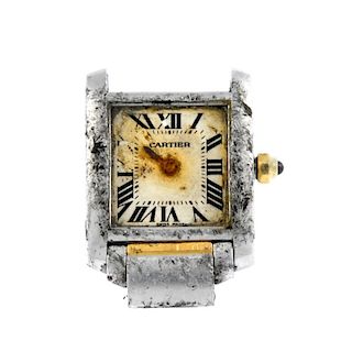 CARTIER - a Tank Francaise watch head. Stainless steel case. Reference 2384, numbered 317687CD. Sign