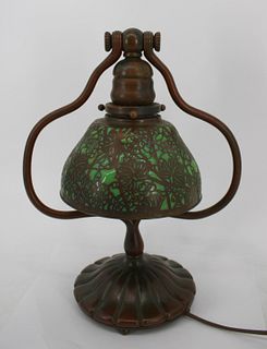 Tiffany Studios Bronze Harp Lamp With Blown Out