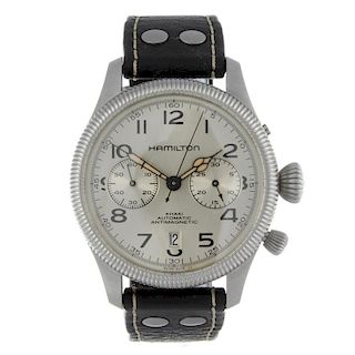 HAMILTON - a gentleman's Khaki Harrison Ford wrist watch. Stainless steel case. Reference H604160. S