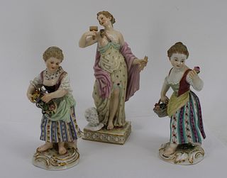 Meissen Lot Of 3 Porcelain Figures.