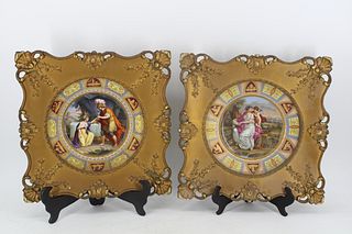 2 Framed Royal Vienna Porcelain Plates
