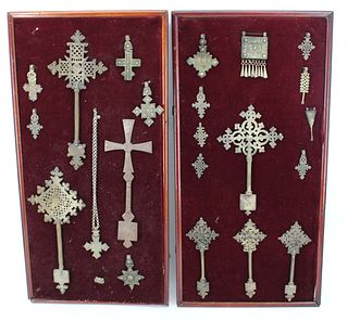 Lot Of Approx 22 Coptic Metal Crosses.
