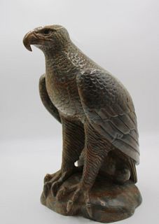 Large & Finely Executed Carved Stone Eagle.