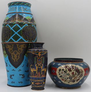 (3) Japanese Cloisonne Vases.