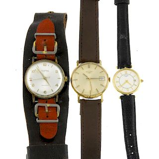 A small group of three wrist watches, to include two gold plated Rotary wrist watches, one gentleman
