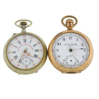 A group of nine assorted pocket watches with a group of pocket watch movements. All recommended for
