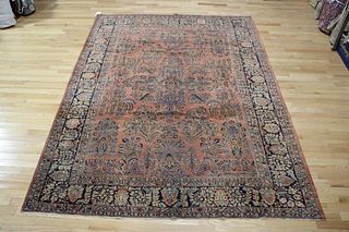 Antique And Finely Hand Woven Sarouk Style Carpet