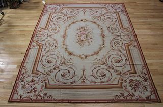 Vintage Hand Woven  Aubusson Carpet