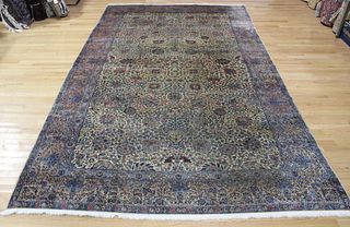 Antique And Finely Hand Woven Roomsize Kerman