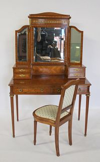An Edwardian Satinwood Dresser With Trifold