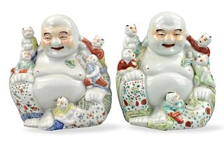 2 Chinese Famille Rose Porcelain Buddha,ROC Period