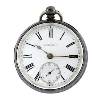 A small group of four open face pocket watches, to include silver, continental white metal and base