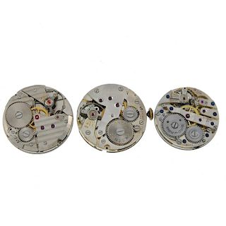 A group of eight assorted watch movements, including an example by Omega. All recommended for spare