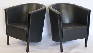 Pair Of Vintage Modernist Leather Club Chairs.