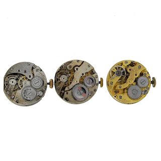 A large quantity of watch and pocket watch movements, majority with dials. All recommended for spare