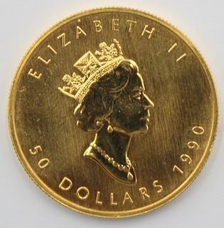 BULLION. 1990 $50 1oz Gold Canadian Maple Leaf