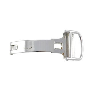 CARTIER - a white metal watch buckle, stamped 18k. 9gms. <br><br>